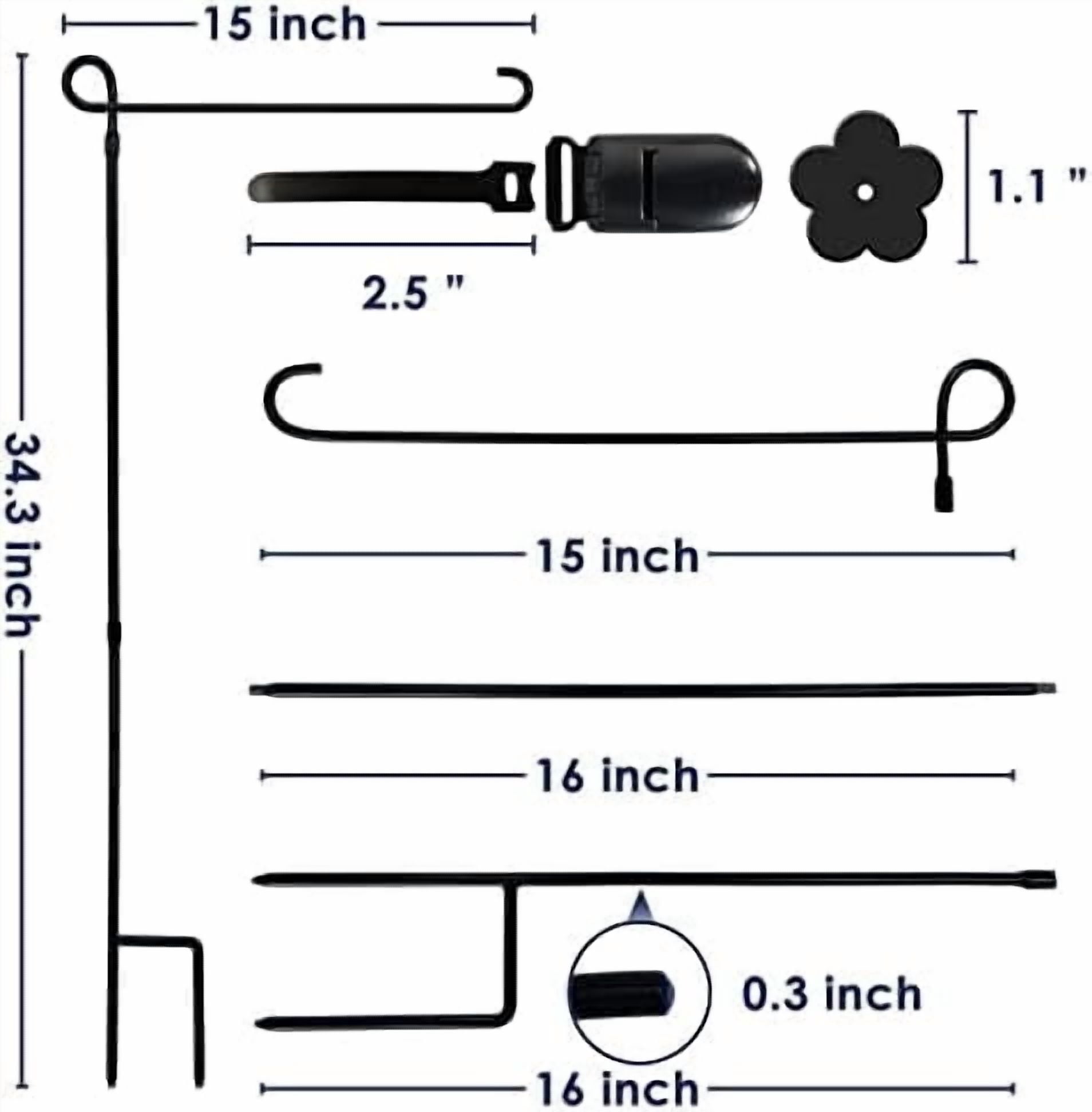 Bocianelli 2PC Garden Flag Holder Stand, Premium Yard Flag Holder Weather-Proof Metal Powder-Coated Flagpole with Clip and Stopper for American Flag, Fall Garden Flag, Outdoor Garden Decor