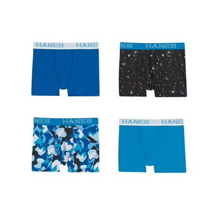 Hanes Boys X-Temp 4-Way Stretch Boxer Briefs 4-Pack, Small 