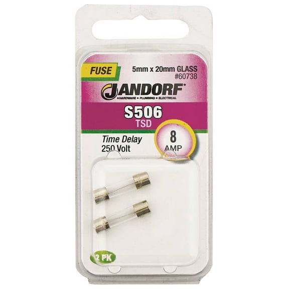 Jandorf 60738 Cartridge Slow Blow Time-Delay Fuse 8 A 250 V 80 A IR