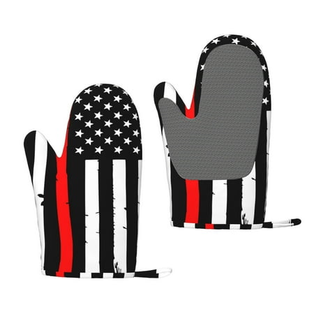 

Matuu Firefighters USA Flag for Silicone Oven Gloves Heat Resistant Grilling Gloves Non-Slip Silicone Oven Mitt Great for Grilling Kitchen and Cooking