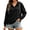 Black, variant on Cmfcve Women's Casual Half Zip Hoodies Long Sleeve Solid Color Pullover Hooded Sweatshirts with Pockets
