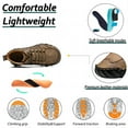 thumbnail image 3 of Men's Casual Leather Boots Handmade Lightweight Breathable Anti-slip Impact-resistant Sneakers Chukka Hiking Loafers Shoes Yellow 9.5 US, 3 of 7