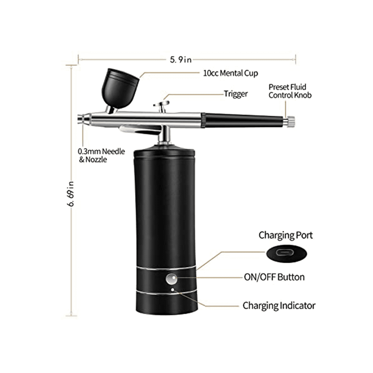 BIuefIsh Rechargeable Cordless Compressor Handheld Airbrush Kit