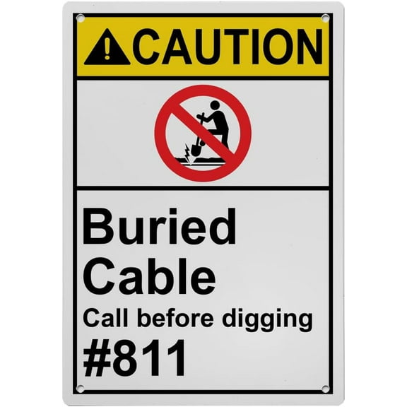 Buried Cable Call 811 Sign, Industrial No Digging Caution Sign 8"x12" UV Resistant for Outdoor Construction Cable Zone