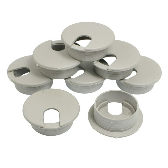 8 Pcs Office Computer Desk Cable Hole Covers Plastic Grommets Gray 35mm
