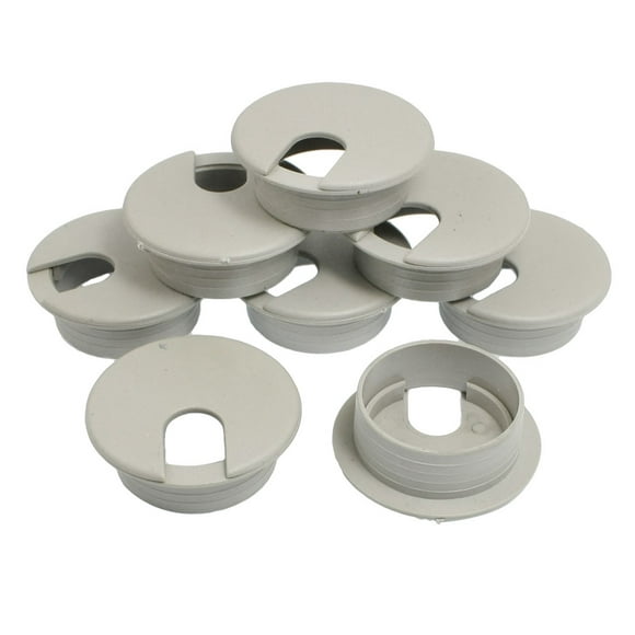 Unique Bargains 8 Pcs Office Computer Desk Cable Hole Covers Plastic Grommets 35mm Dia.Gray