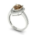 thumbnail image 2 of 2.36 ctw with Simulated Diamond Halo Accents Anniversary Ring for Women | Pear Cut Simulated Champagne Diamond | Hyperallergenic Solid 14K White Gold, 2 of 5
