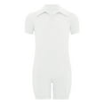 thumbnail image 3 of Sholeno Boys Girls One Piece Special Needs Adaptive Clothing Short Sleeve Romper Easy Dressing Short Leg Jumpsuit White 4, 3 of 7
