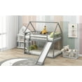 thumbnail image 3 of Euroco Pine Wood Bunk Bed, Twin-over-Twin Size with Slide for Bedroom, Gray, 3 of 14
