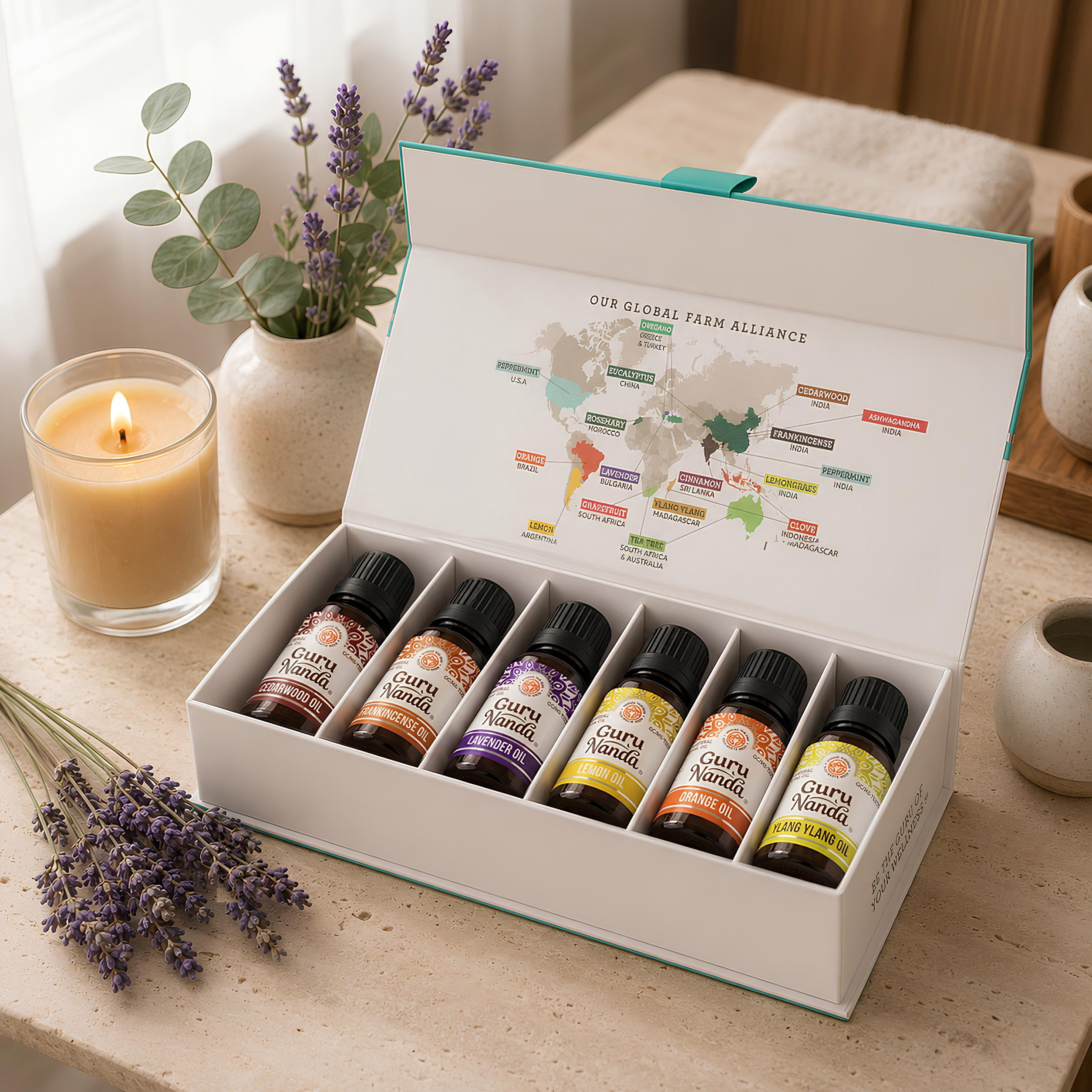 GuruNanda Floral Essential Oil, 6 Pack, Aromatherapy Set