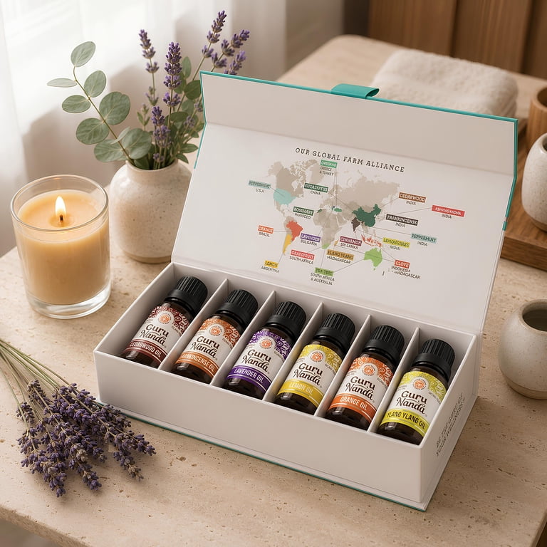 GuruNanda Floral Essential Oil Aromatherapy Set, 6-Pack photo 4