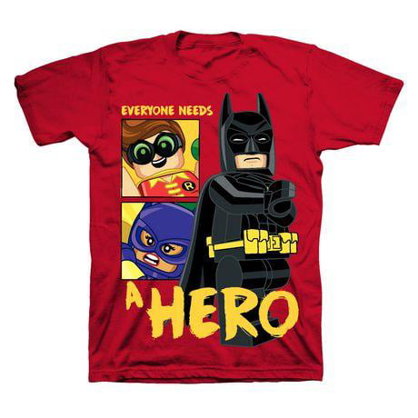 LEGO BATMAN Movie Boys T-Shirt Red New Catwoman Robin Everyone Needs a Hero