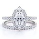 thumbnail image 1 of JeenMata Anillo de Bodas Vintage con Pavé de Diamantes Reales de Corte Ovalado y Halo Engastado en Oro Blanco de 10 K, 1 of 6