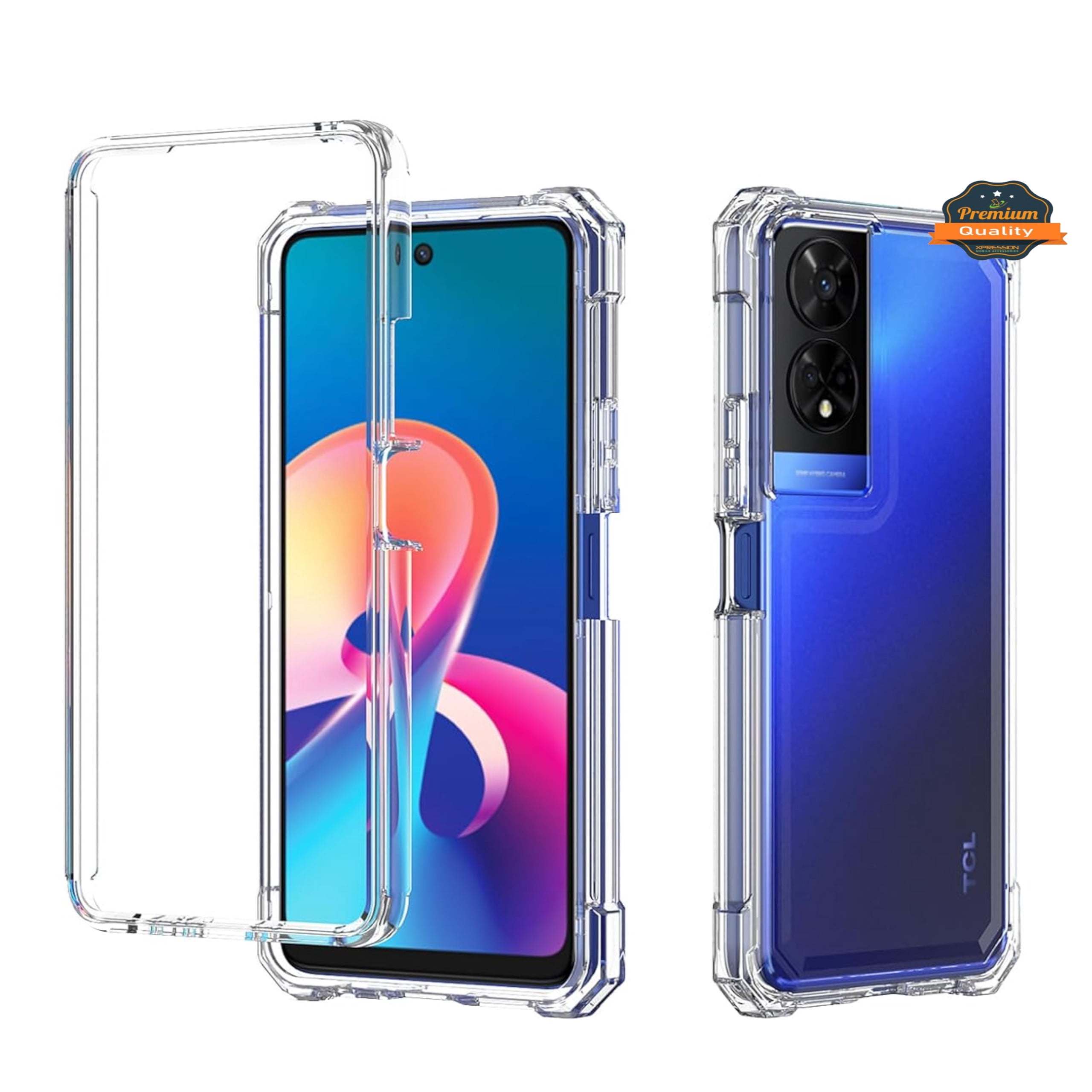 Xpression Phone Case For TCL K33 5G Full-Body Dual Layer Hybrid Case Slim, Drop-Proof TPU Hard PC, Durable Corner Front Bumper Protector Cover, Clear Transparent