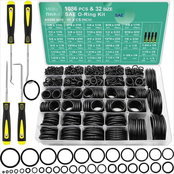 20-Size Nitrile Rubber O-Ring Assortment Kit for Automotive & Plumbing Sealing