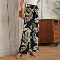 thumbnail image 3 of Mlqidk Lightweight Summer Pants Women Flowy Loose High Waist Pant DrawstringWide Leg Palazzo Pants Summer Bohemian Floral Print Trouser with Pockets Black L, 3 of 5