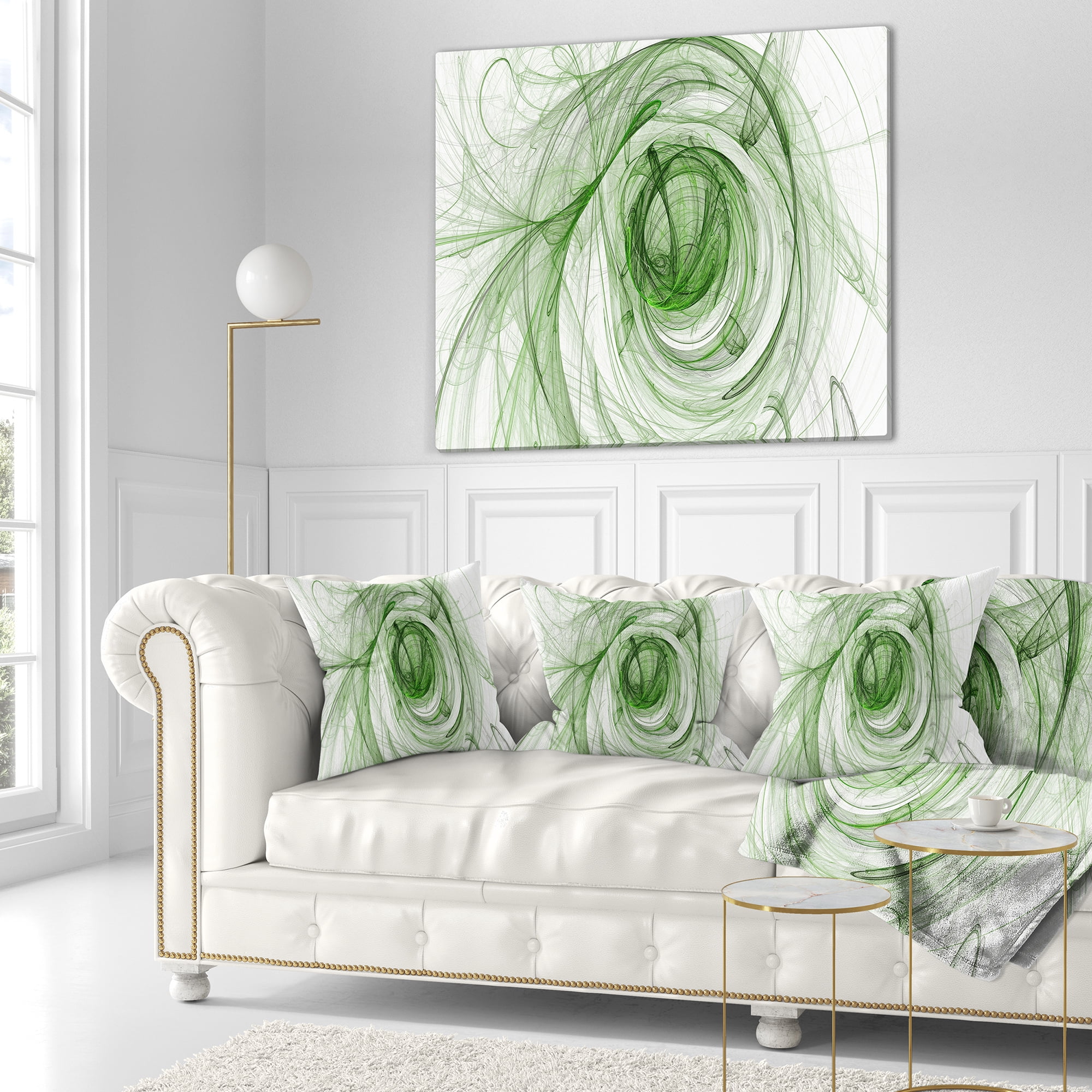 Designart Ball of Yarn Green Spiral - Abstract Throw Pillow - 18x18