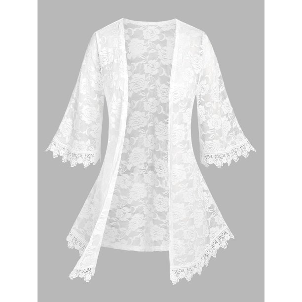 Cárdigan Talla Extra Encaje Floral Rosegal Cárdigans de talla grande