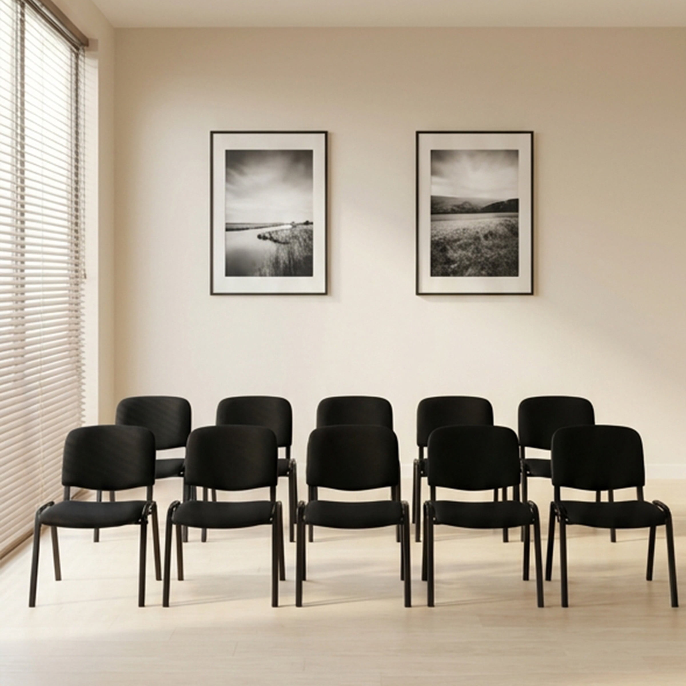 Guyou Black Stackable Conference Room Chairs Set of 5, Armless Mesh Reception Chair, Ergonomic Office Chair with Back, Visitor Chairs for Conference Room Training Room Waiting Room School