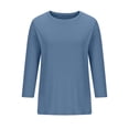 thumbnail image 4 of Inleife Womens Shirts Women's Fashionable Solid Round Neck 3/4 Sleeves Casual T-Shirt Tops Blouses, 4 of 6