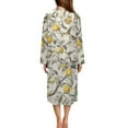 thumbnail image 3 of FKELYI Fall Zipper Front Robes Nightgowns Retro Lemon Hummingbird Print Women's Sleepwear Dress with 2 Pockets Comfy Housecoat Nightwear Dress Long Sleeve Loungewear, XL, 3 of 6