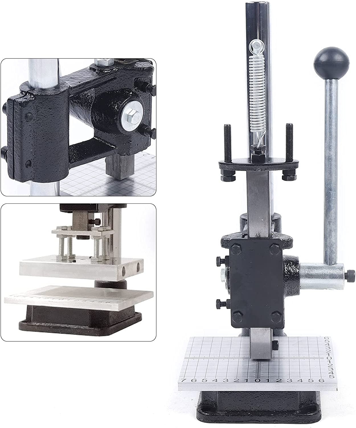 Fichiouy Leather Hole Puncher Heavy Duty Manual Press Punch Tools with Scale Plate Pp Plate&Aluminum Plate for DIY Leather Craft
