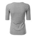 thumbnail image 3 of SSOULM Women's 1/2 Sleeve Crewneck Cotton Basic Slim Fit T-Shirt Top with Plus Size, 3 of 4