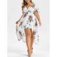 thumbnail image 1 of Más el tamaño de cuello en V Vestido alto-bajo largo de la manga de la llamarada Rosegal Tankinis, 1 of 5
