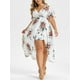 thumbnail image 1 of Más el tamaño de cuello en V Vestido alto-bajo largo de la manga de la llamarada Rosegal Tankinis, 1 of 5
