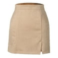 thumbnail image 7 of Letdown Women's High Waist Suede Side Split Zipper Bodycon Short Mini Skirt, Solid Skirts for Women (Beige,XL), 7 of 7