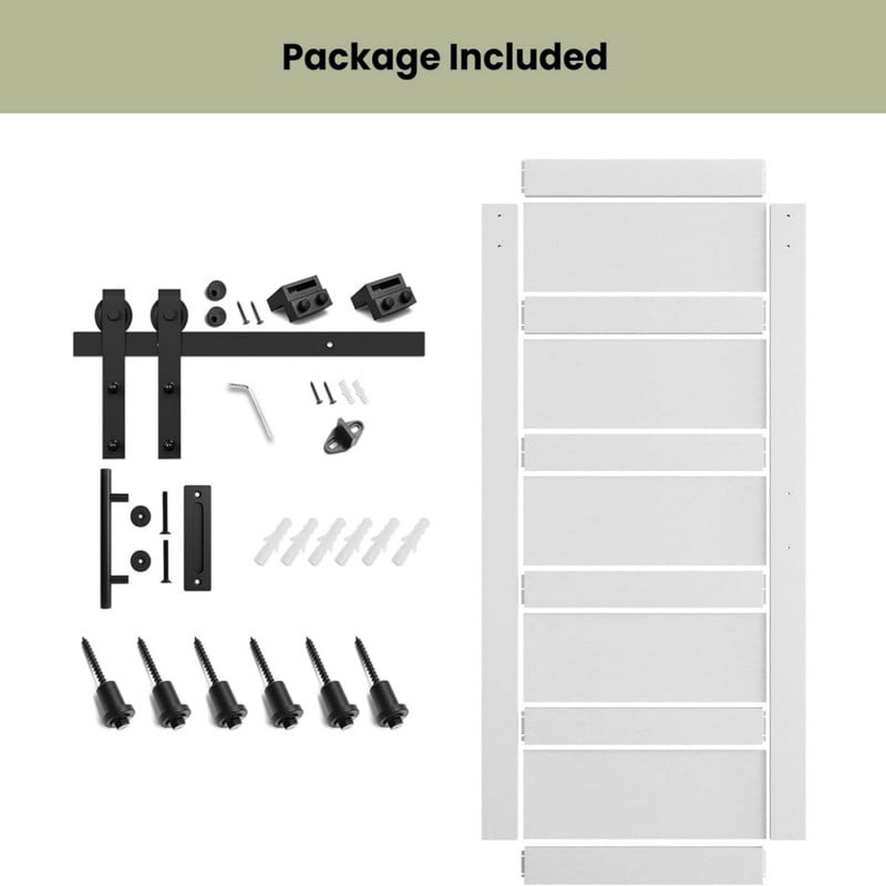 Easy4Home 40"x84" Sliding Barn Door in Waterproof PVC Coating with 7FT Track and Hardware Kit