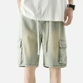 thumbnail image 4 of Lroveb Jean Shorts for Men Summer Denim Cargo Shorts Work Casual Baggy Bermuda Shorts with Pockets Yellow, 4 of 9