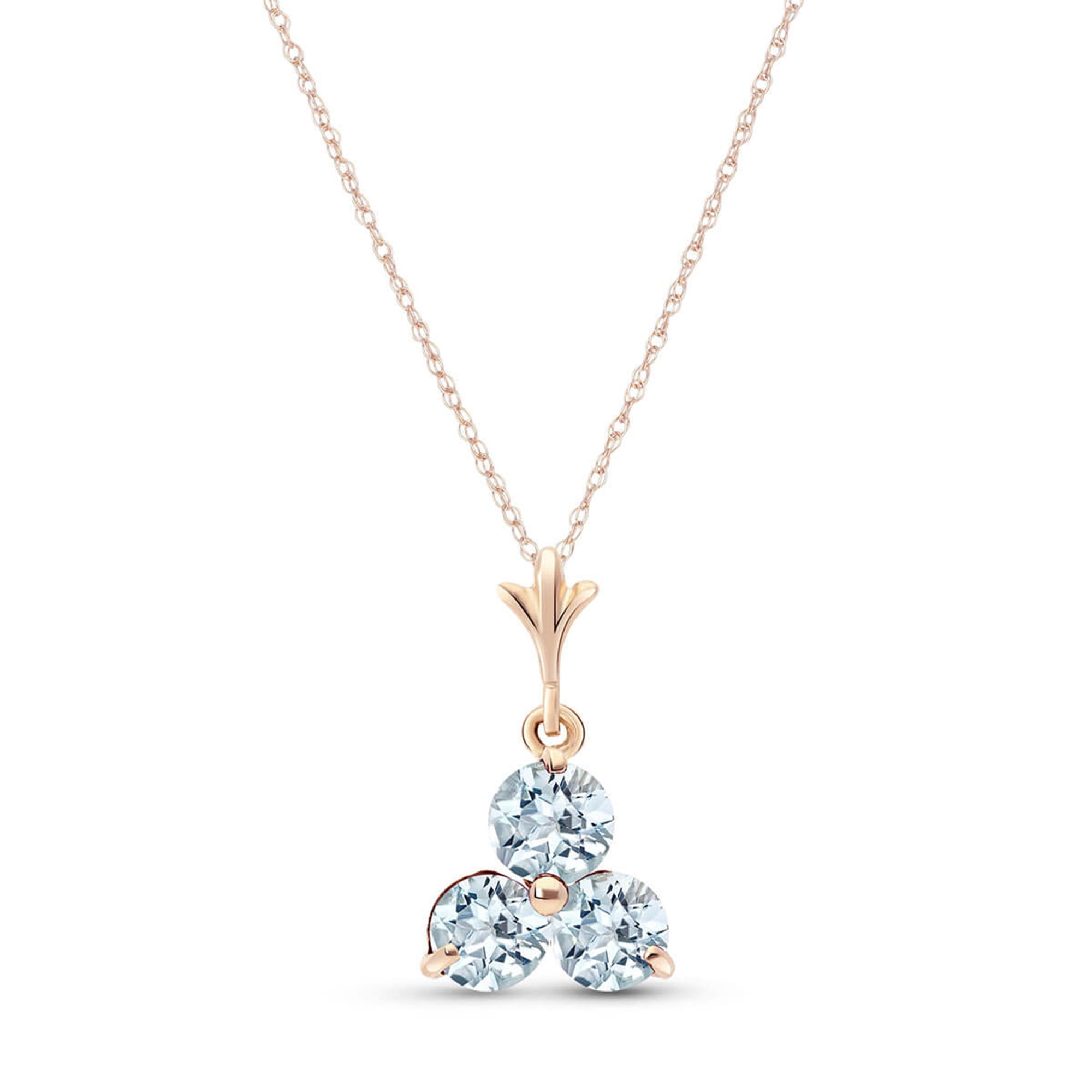 Galaxy Gold 14K Solid Gold 2.25 Carat Natural Aquamarine Necklace for Women - Rose Gold Fine Jewelry
