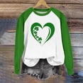thumbnail image 2 of Saint Patricks Day Outfit Women Green Raglan Shirt Long Sleeve Shamrock Heart Print Shirts Crewneck Pullover Tops Irish Sweatshirt, 2 of 5