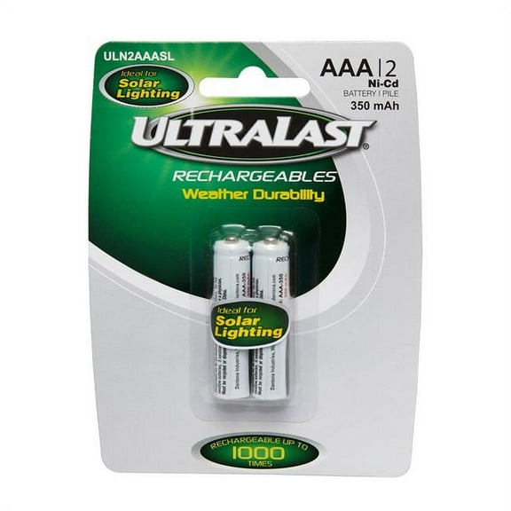 Ultralast 3002918 1.2V Ni-Cad AAA Solar Rechargeable Battery, ULN2AAASL - Pack of 2