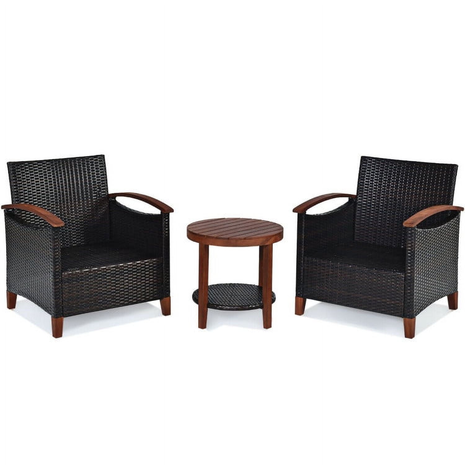 Aimee Lii 3 Pieces Patio Rattan Furniture Set with Washable Cushion and Acacia Wood Tabletop, Small Patio Set, A-Turquoise Aimee Lii 3 Pieces Patio Rattan Furniture Set with Washable Cushion and Acacia Wood Tabletop, Small Patio Set, A-Turquoise