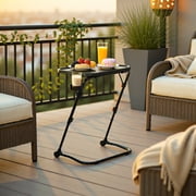 Homy Casa Adjustable Folding Bedside Table with Cup Holder and Foldable Design for Medical Care, Hospital Room, and Home Use