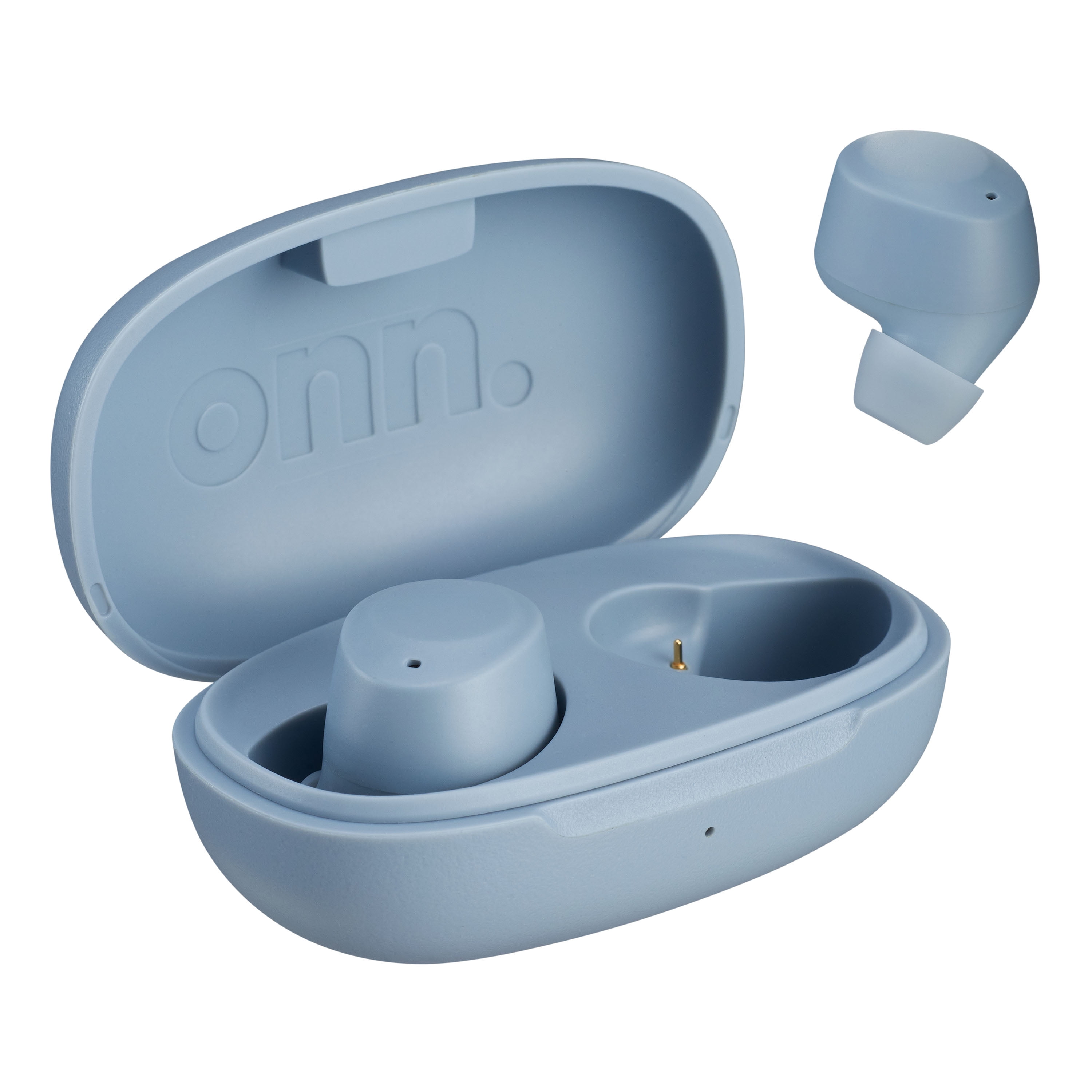 onn. Wireless InEar Bluetooth Earphones with Charging Case, Blue