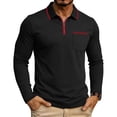 thumbnail image 2 of Busydd Quarter Zip Pullover Men Casual Solid Color Long Sleeve Shirts Trendy Comfortable Lapel Shirts for Men with Chest Pocket XL, 2 of 7