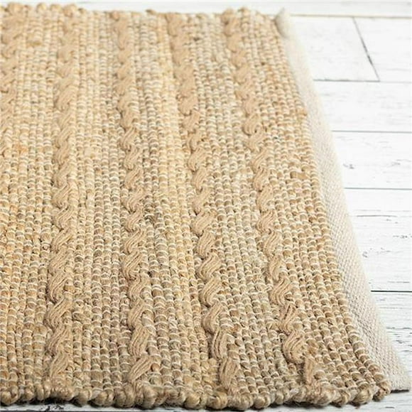 Brown Textured Jute Cotton Rug
