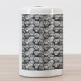 thumbnail image 3 of Skull Ceramic Toothbrush Holder, Knitting Chevron Texture with Brainpan Head Bone Ghostly Creepy Pattern Image, Versatile Countertop for Bathroom, 4.5" X 2.7", Grey Black White, by Ambesonne, 3 of 4