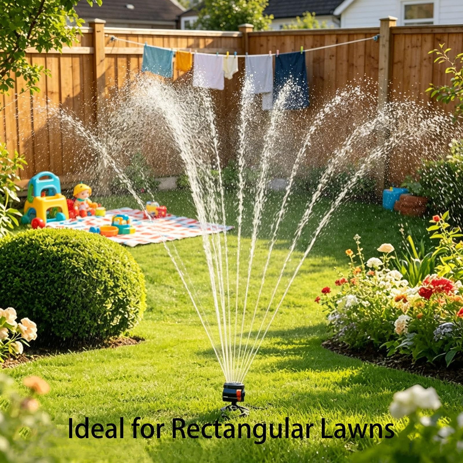 Adjustable Oscillating Sprinkler with Wide Coverage – 16‑Nozzle Lawn Sprinkler with Dual‑Zone Water Timer, 4 Modes, for Yard & Garden