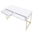 thumbnail image 4 of White High Gloss & Gold Accent | Modern Study Desk with Smooth Drawer Glides | Clutter-Free and Stylish Setup, 4 of 4