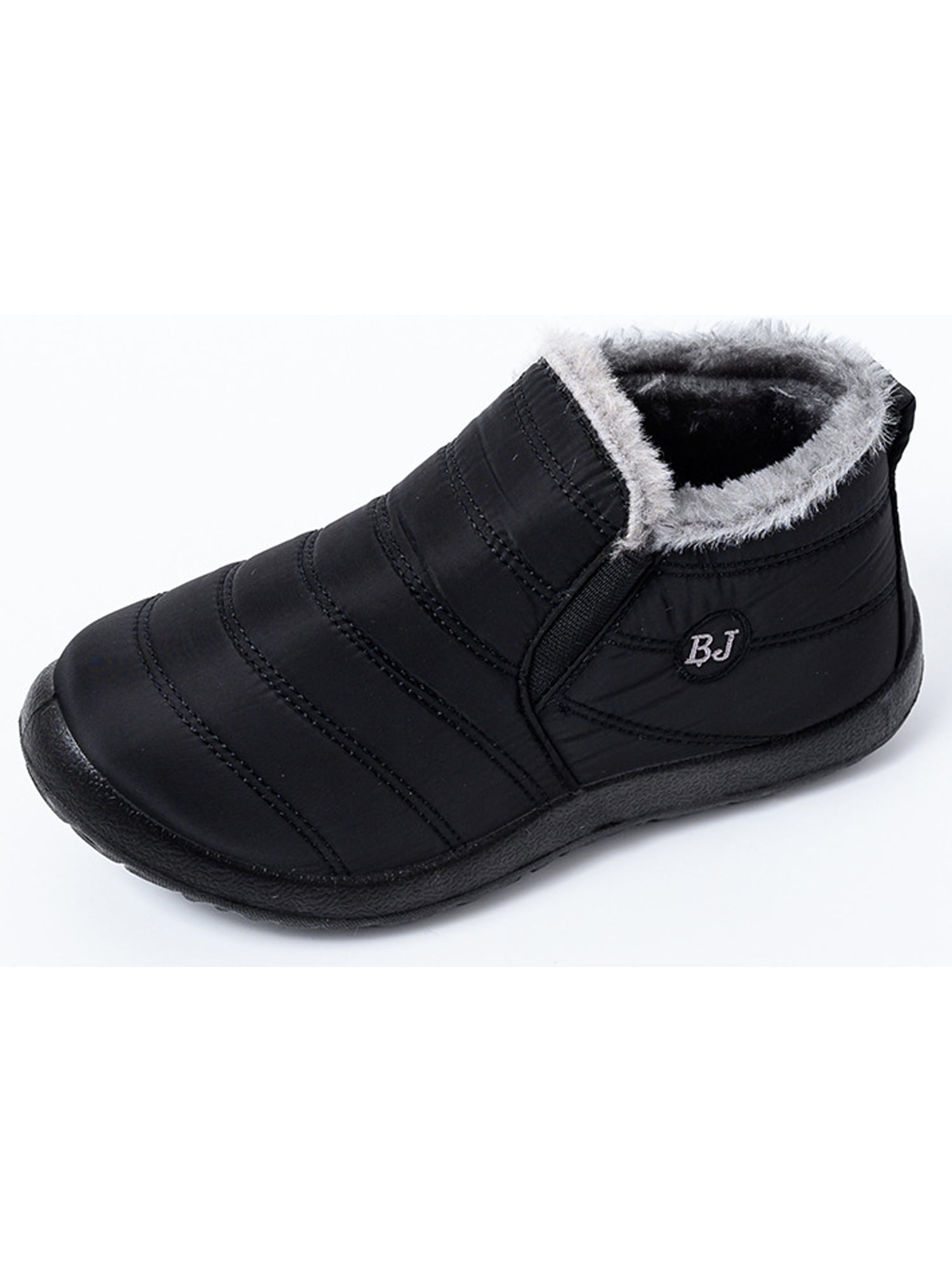 winter Mens Waterproof fur lined slip on casual snow boots cotton shoes 