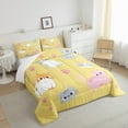 thumbnail image 4 of Erosebridal Cartoon Cat Comforter Set Twin Size Colorful Cats Bedding Set Teen Cute Kitten Paw Print Quilt Set Colorful Kawaii Cats Duvet Set Yellow 1 Pillow Case Bedroom Decor, 4 of 6