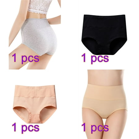 

1pcs Women Underwear High Waist Cotton Panties Girl Pregnant Ladies Elastic Solid Color Briefs Mixed color XL