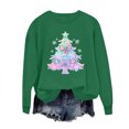 thumbnail image 6 of Womens Merry Christmas Print O Neck Sweatshirt Round Neck Fit Pullover Tops Casual Long Sleeve Workout Shirts Green XL, 6 of 6