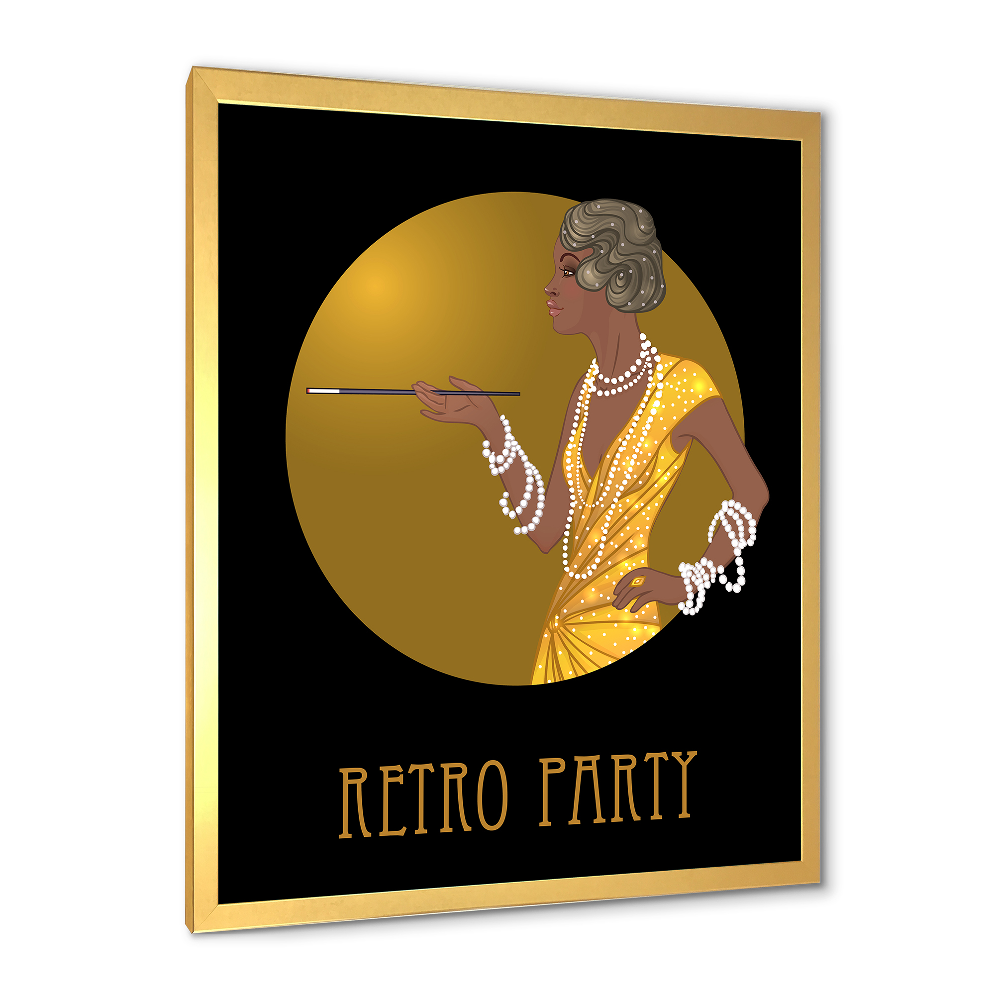 Designart 'Retro Fashion Glamour Afro American Woman' Modern Framed Art Print