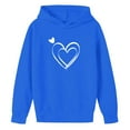 thumbnail image 5 of SERTG Girls Valentine's Hooded Sweatshirt Long Sleeve Casual with Heart Print Kids Spring Fall Fleece-Lined Solid Color Everyday Top(Blue,5 Years), 5 of 5