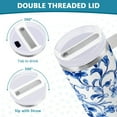 thumbnail image 5 of Blue and White Porcelain Floral Tumbler with Handle and Straw Lid 40 oz Insulated Vacuum Water Bottle Stainless Steel Travel Cup, 5 of 9